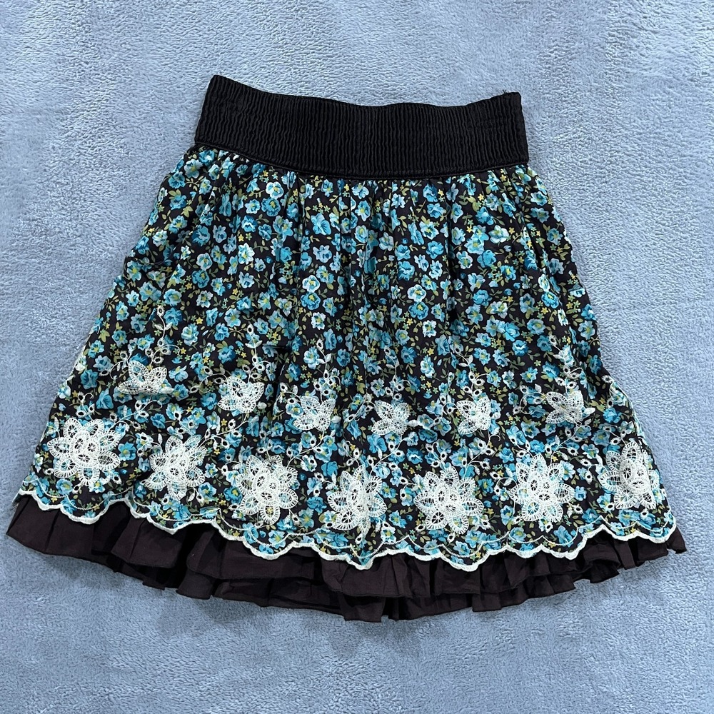 Vintage Joe‎ Benbasset Skirt Womens Small Embroidered Floral Boho Hippie